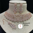 FS Collection Rose Gold Plated AD Stone Necklace Set