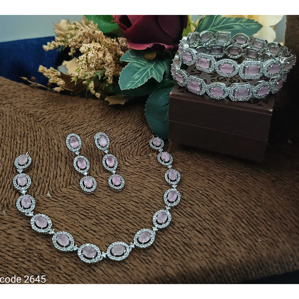 FS Collection Silver Plated AD Stone Jewellery Combo