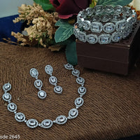 FS Collection Silver Plated AD Stone Jewellery Combo
