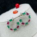 FS Collection Silver Plated AD Stone Earrings