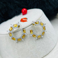 FS Collection Silver Plated AD Stone Earrings