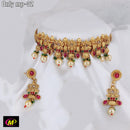 FS Collection Gold Plated Pota Stone Necklace Set