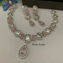 FS Collection Silver Plated AD Stone Necklace Set