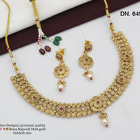 FS Collection Gold Plated Pota Stone Necklace Set