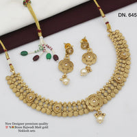 FS Collection Gold Plated Pota Stone Necklace Set