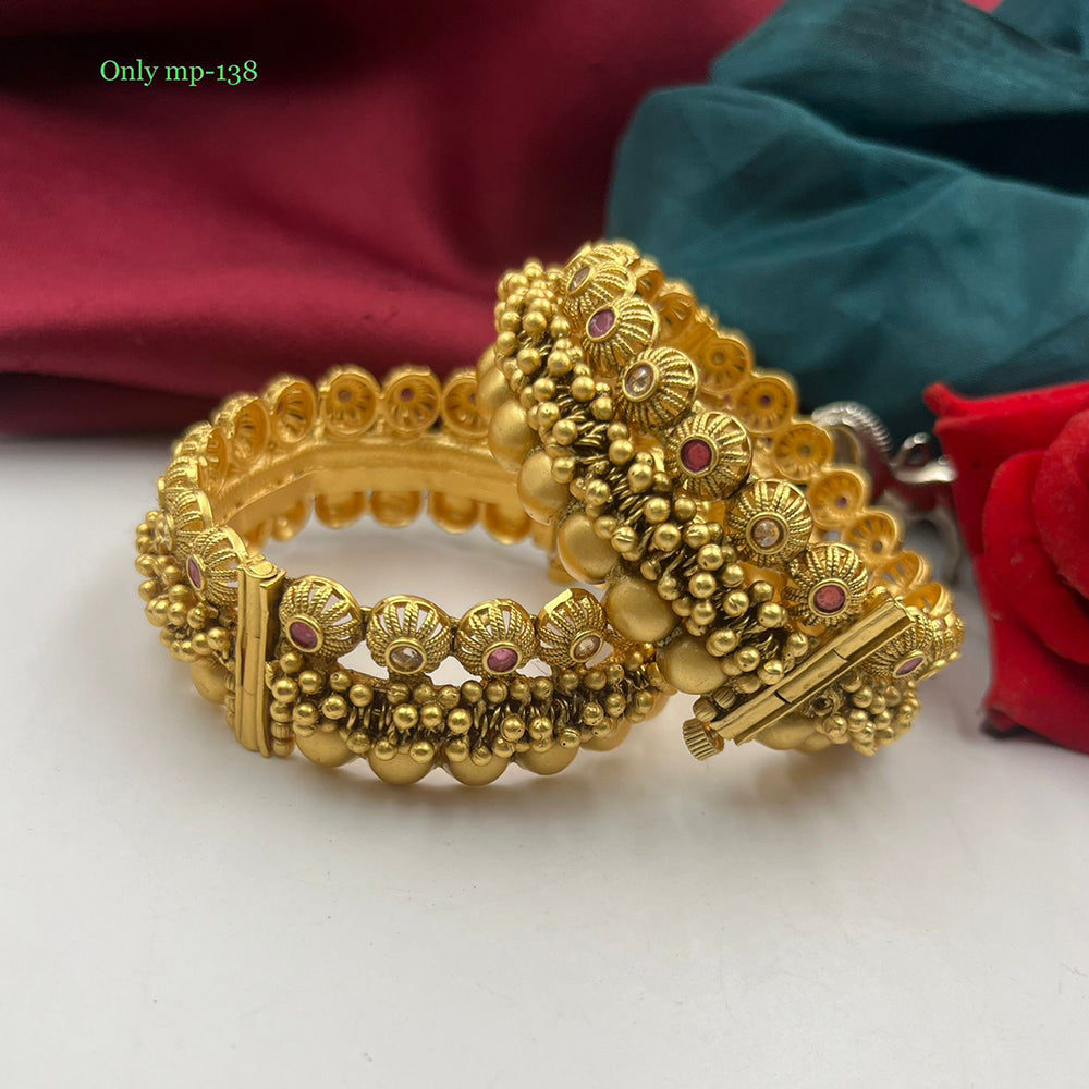 FS Collection Gold Plated Pota Stone Bangles