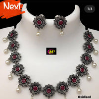 FS Collection Oxidised Necklace Set