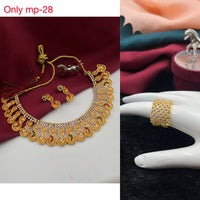 FS Collection Gold Plated Necklace and Ring Combo Set
