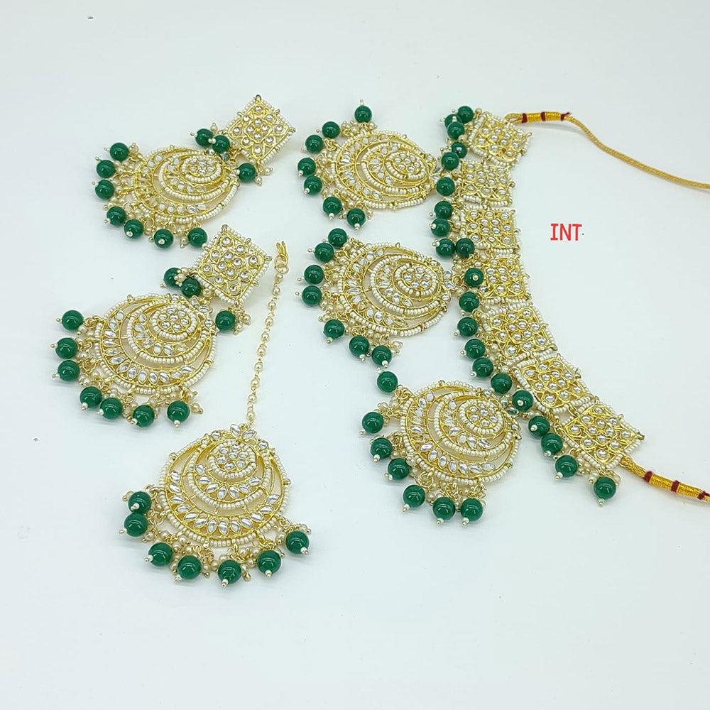 FS Collection Gold Plated Kundan Stone Choker Necklace Set