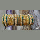 FS Collection Gold Plated Mirror & Moti Bangles Set