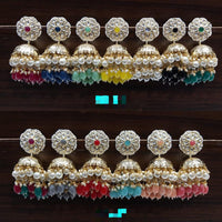 FS Collection Gold Plated Kudan & Beads Jhumki Earrings