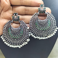 FS Collection Oxidised Plated Pota Stone Dangler Earrings