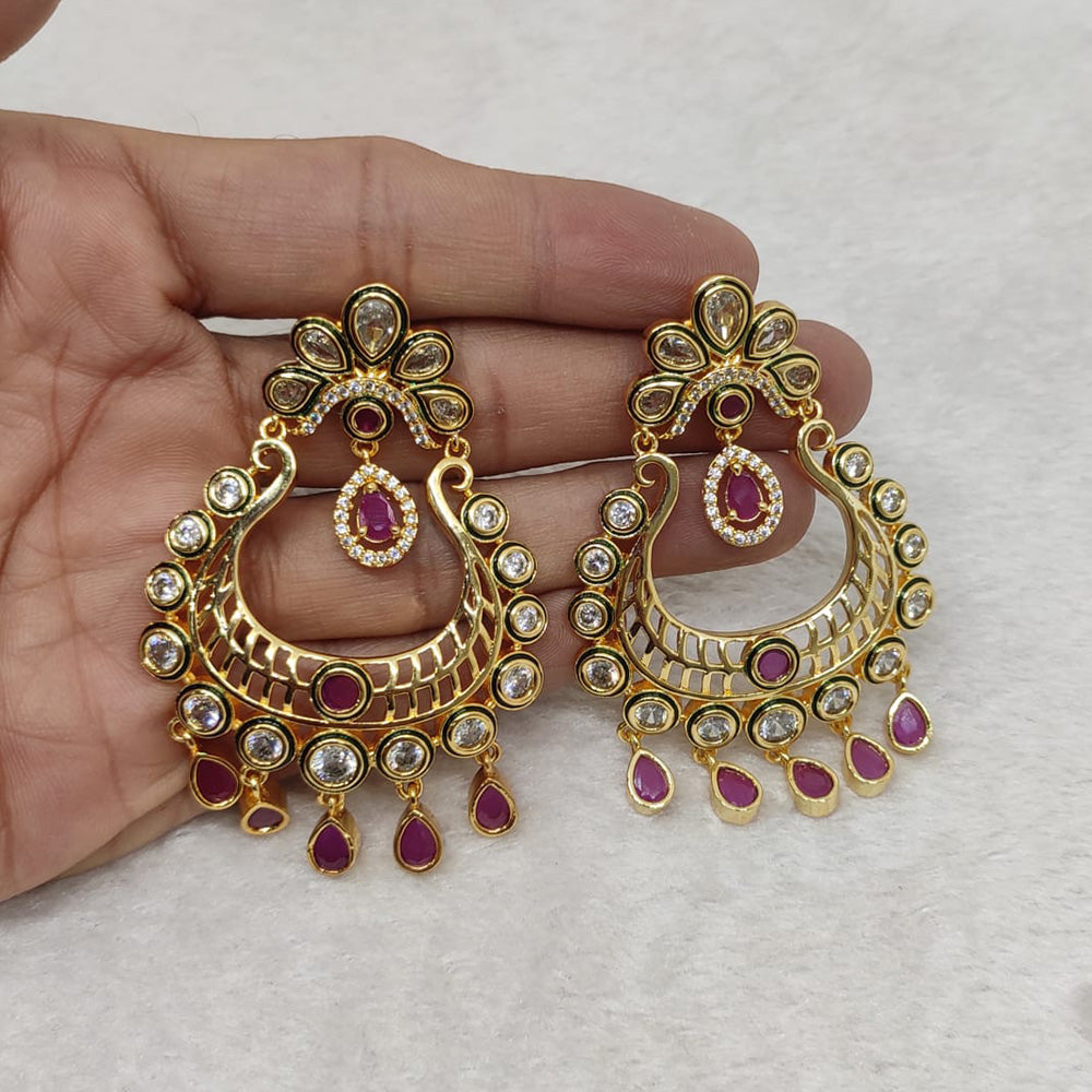 FS Collection Gold Plated Dangler Earrings