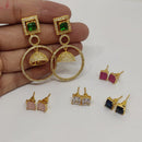 FS Collection Gold Plated Changeable Stone Dangler Earrings