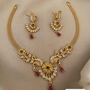 FS Collection Gold Plated AD & Pota Necklace Set