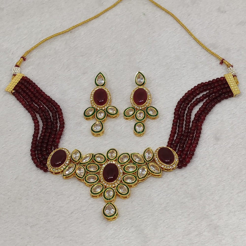 FS Collection Kundan Stone Choker Necklace Set