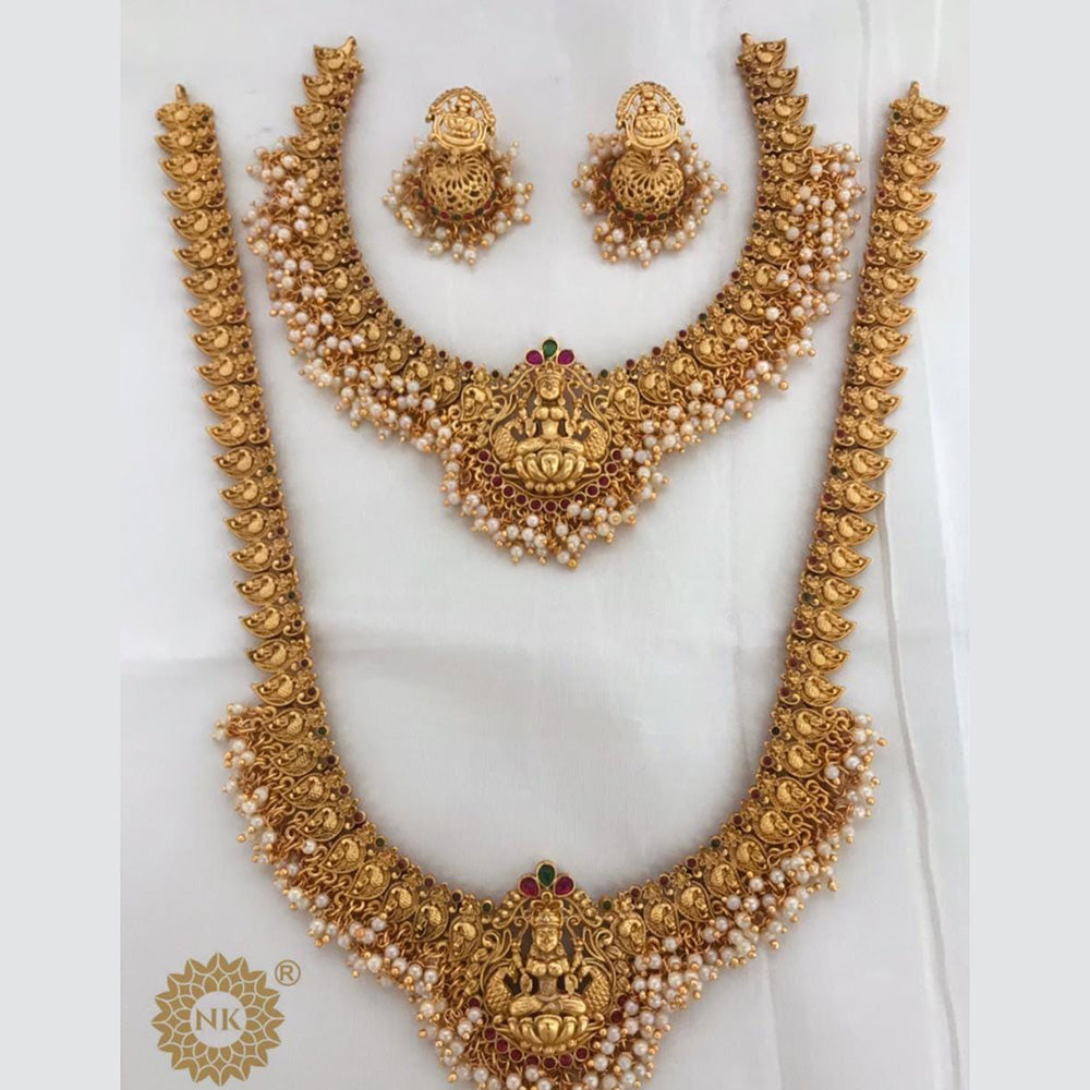 FS Collection Gold Plated Temple Double Necklace Set
