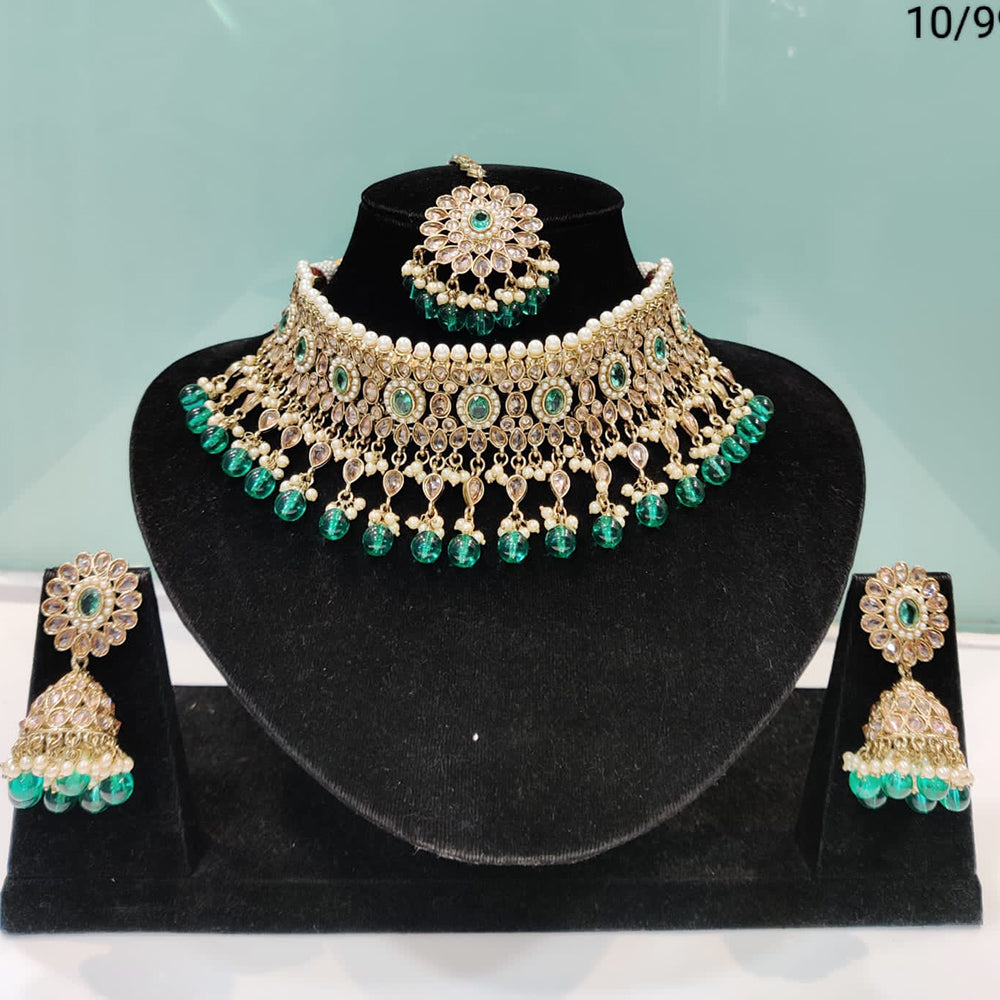 FS Collection Kundan & Beads Choker Necklace Set