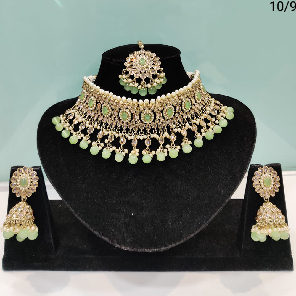 FS Collection Kundan & Beads Choker Necklace Set