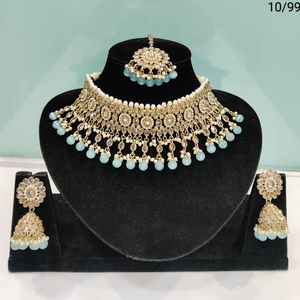 FS Collection Kundan & Beads Choker Necklace Set