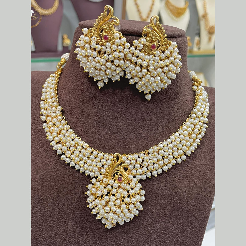 FS Collection Gold Plated Peacock Necklace Set