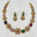 FS Collection Gold Plated Kundan & AD Necklace Set