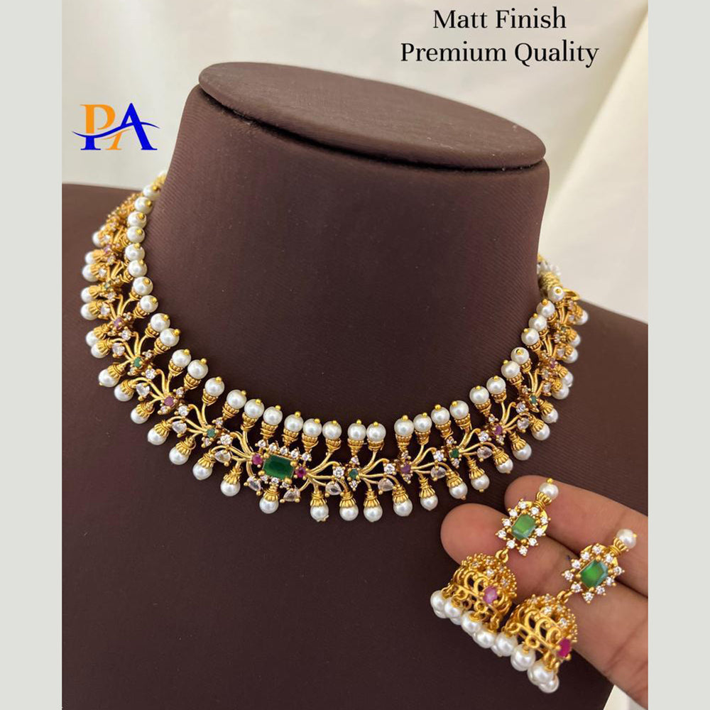 FS Collection Matte Finish AD Stone Necklace Set