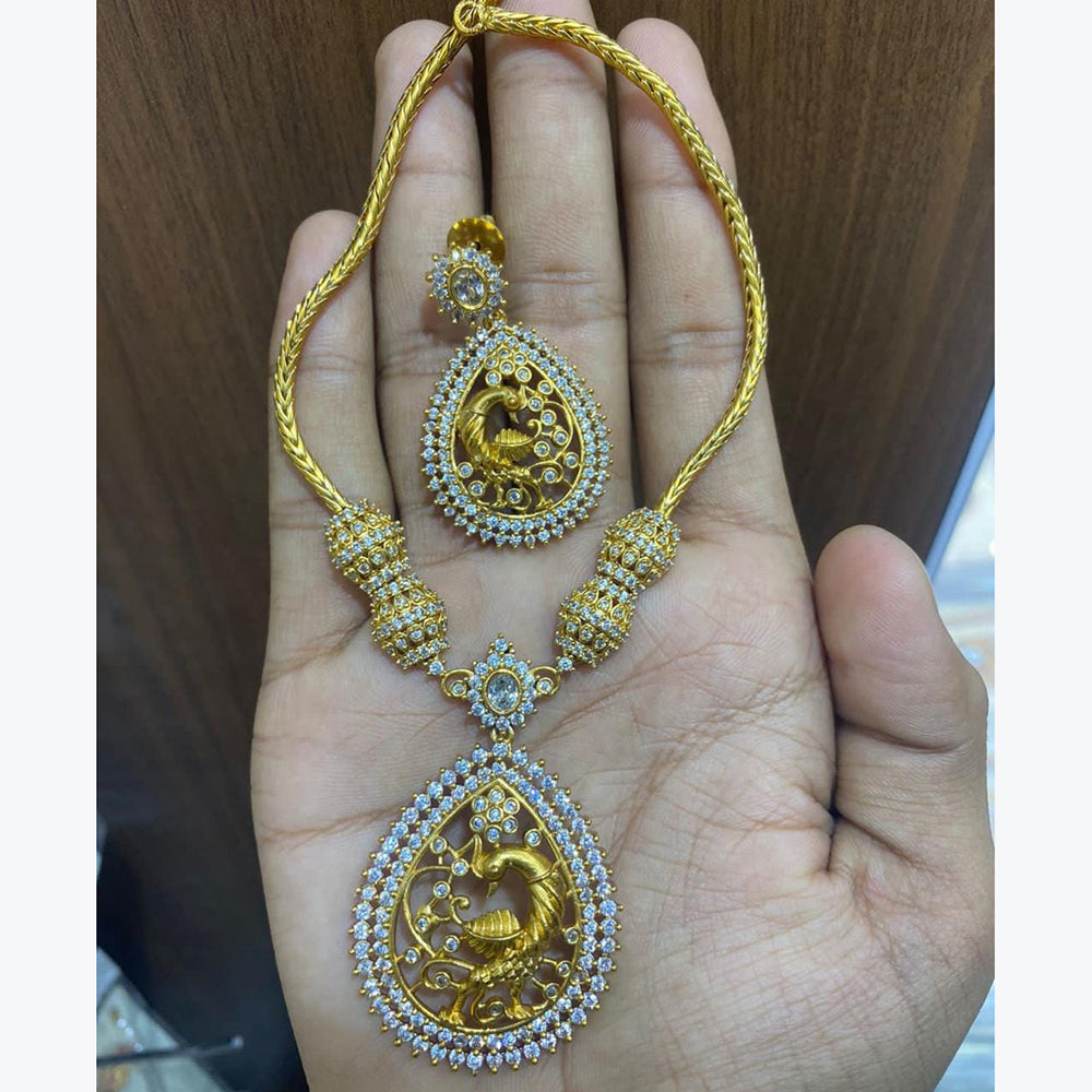 FS Collection Gold Plated  AD Stone Necklace Set