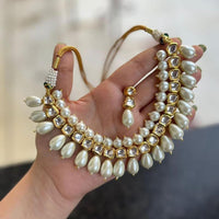 FS Collection Gold Plated Kundan Necklace Set