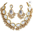 FS Collection Gold Plated Kundan Necklace Set