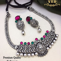FS Collection Oxidised Plated Necklace Set