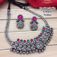 FS Collection Oxidised Plated Necklace Set
