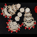 FS Collection Kundan Stone Dangler Earrings & Maangtikka Set