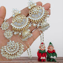 FS Collection Kundan Stone Dangler Earrings & Maangtikka Set