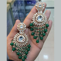 FS Collection Gold Plated Kundan Stone Dangler Earrings