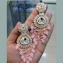FS Collection Gold Plated Kundan Stone Dangler Earrings