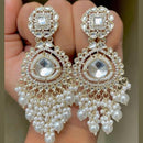 FS Collection Gold Plated Kundan Stone Dangler Earrings