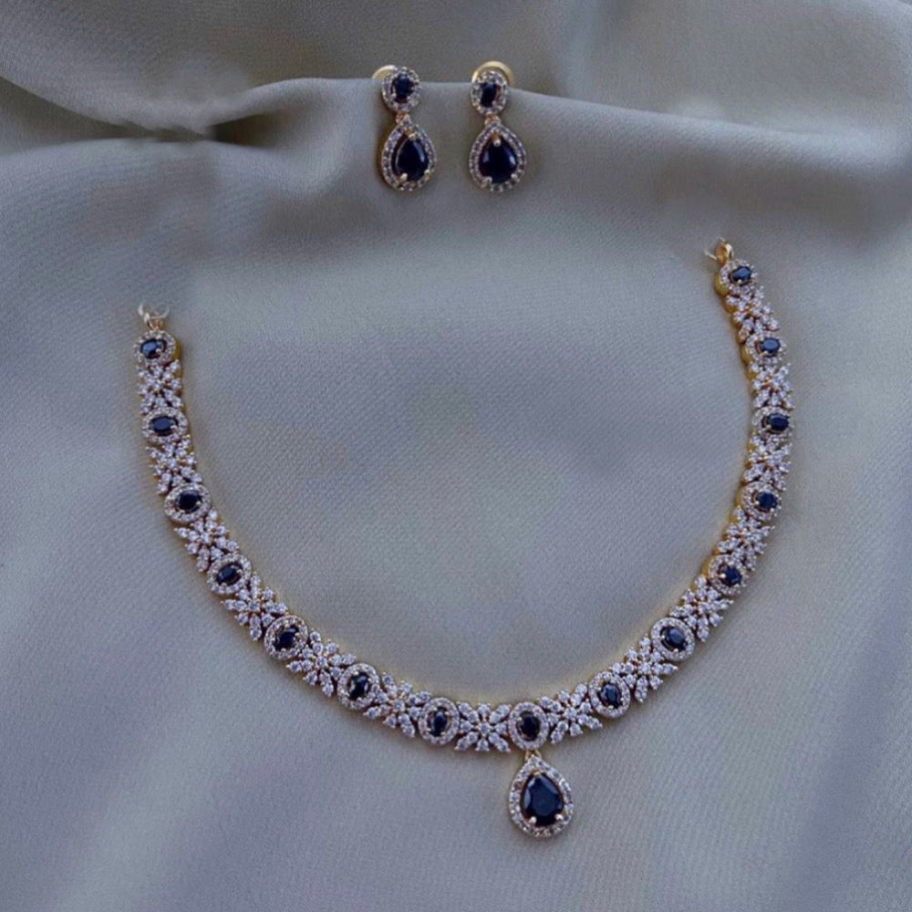 FS Collection Gold Plated AD Stone Necklace Set