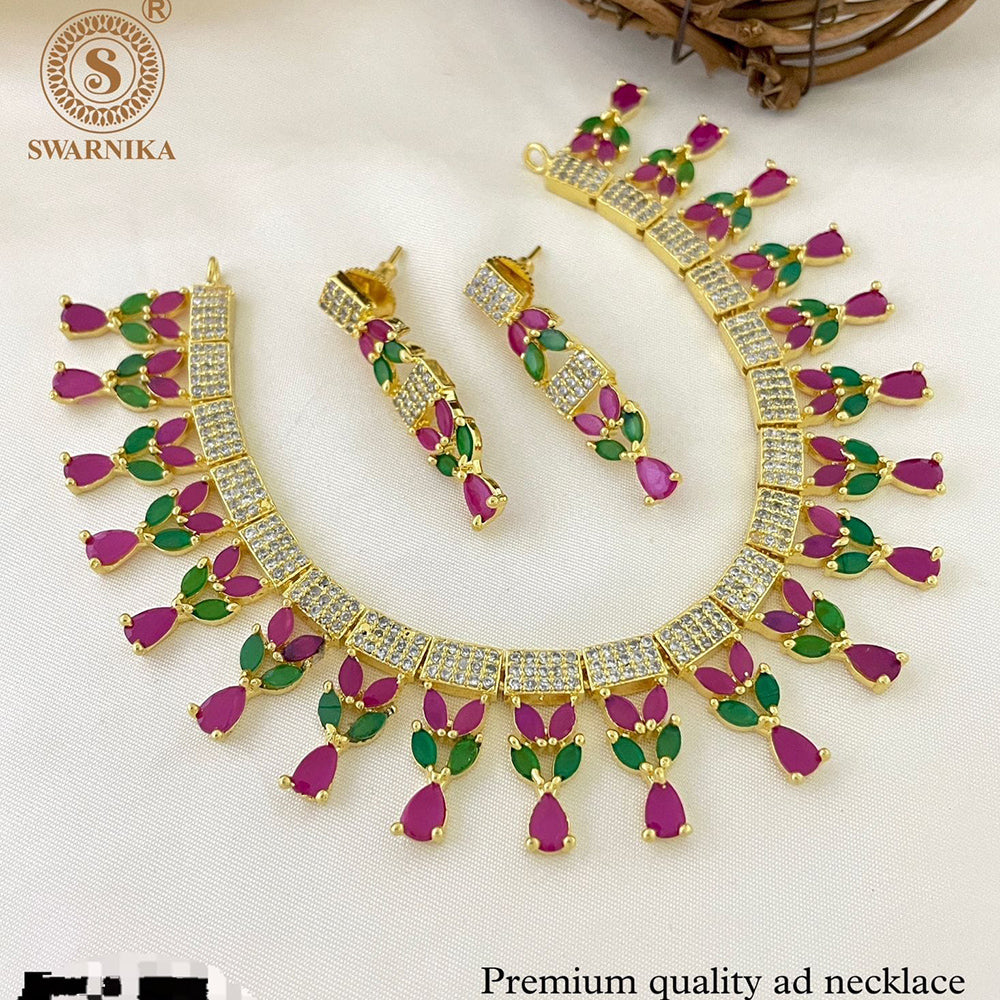 FS Collection Gold Plated AD Necklace Set