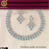 FS Collection Silver Plated AD Stone Necklace Set