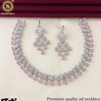 FS Collection Silver Plated AD Stone Necklace Set