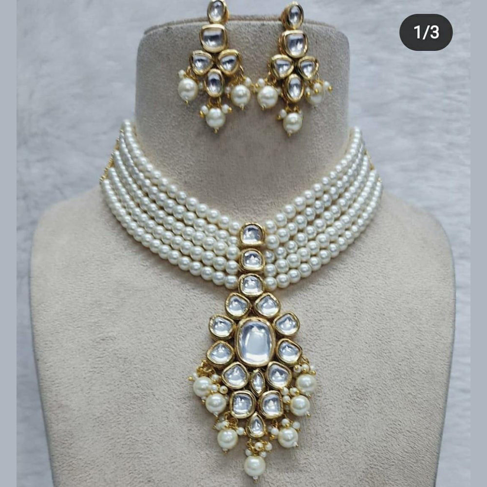 FS Collection Kundan & Pearls Necklace Set