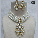 FS Collection Kundan & Pearls Necklace Set