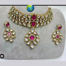 FS Collection Gold Plated Kundan Stone Necklace Set