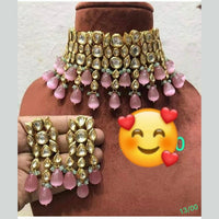 FS Collection Gold Plated Kundan Stone Necklace Set