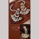 FS Collection Gold Plated Dangler Earrings & Maangtikka Set