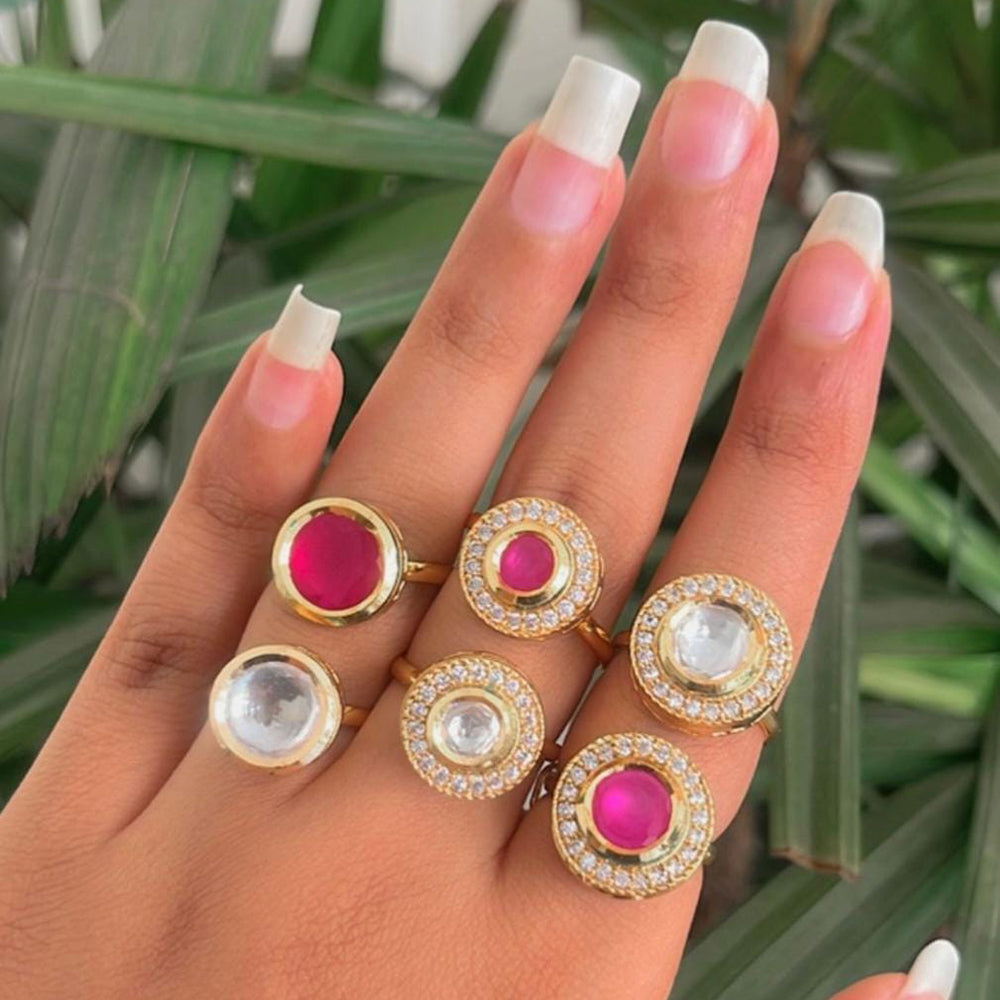 FS Collection Kundan Stone Ring