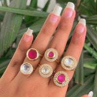 FS Collection Kundan Stone Ring