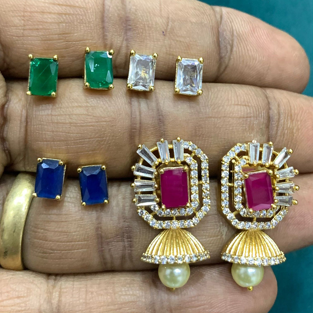 FS Collection Gold Plated AD Stone Changeable Earrings