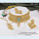 FS Collection Gold Plated Rajwadi Style Kundan Choker Necklace Set